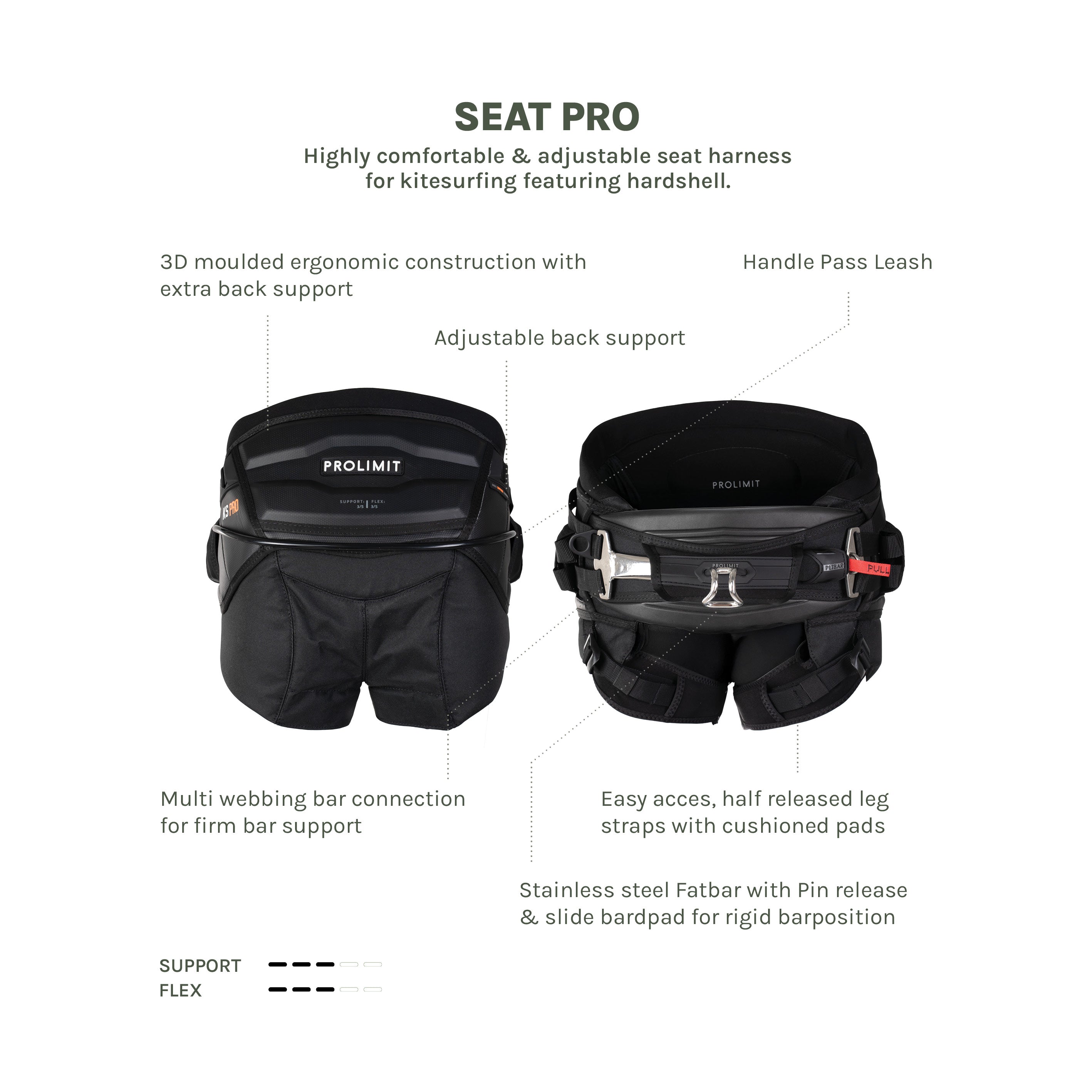 Prolimit Seat Pro sitttrapes svart pin-release