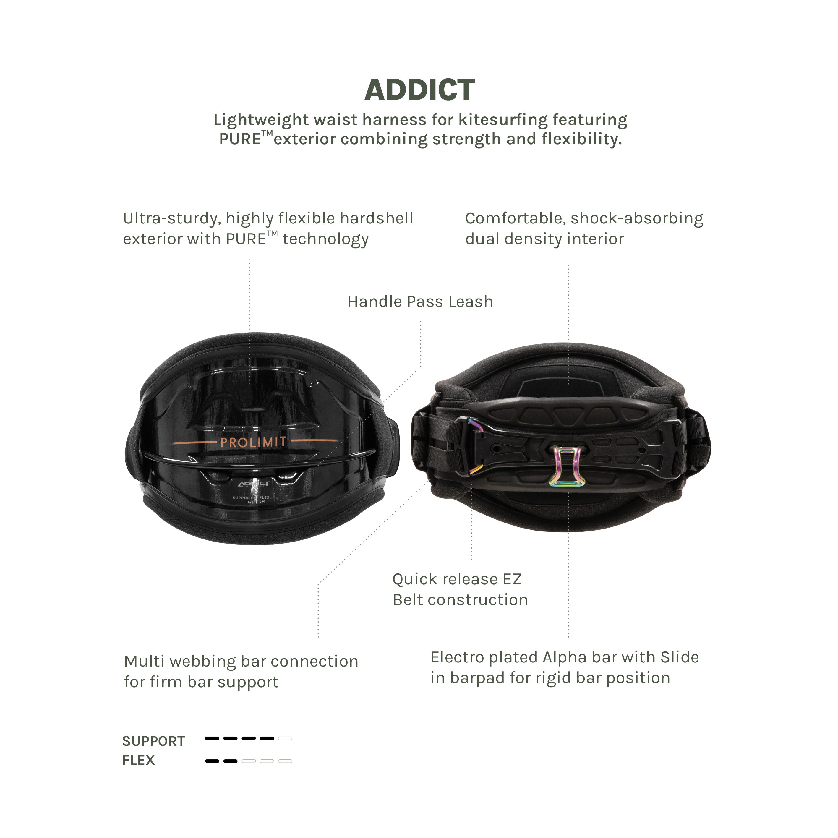 Prolimit Addict kitesurf trapes hardshell svart/sand