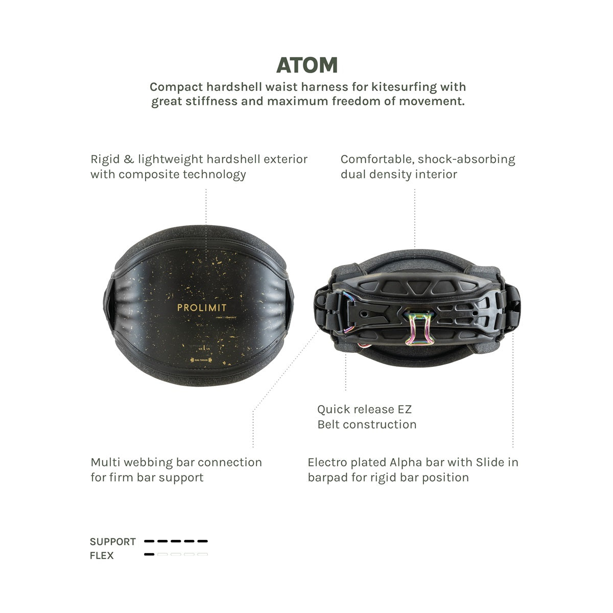 Prolimit Atom Pure Girl midjetrape svart/rød dame