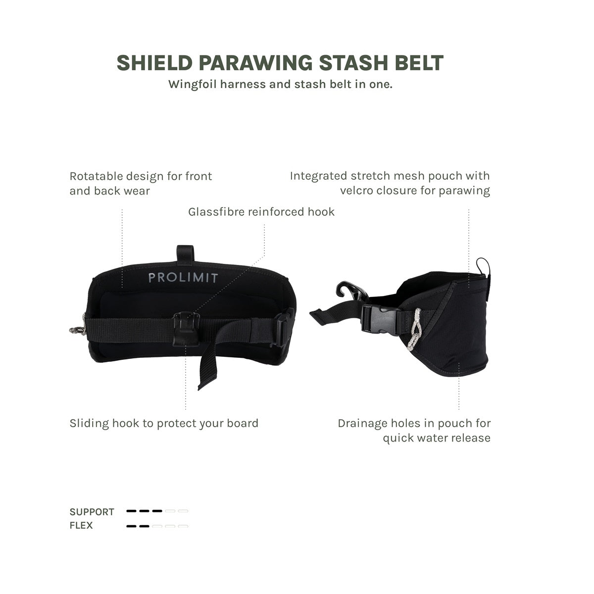 Prolimit Shield Parawing Stash stashbelte svart mesh