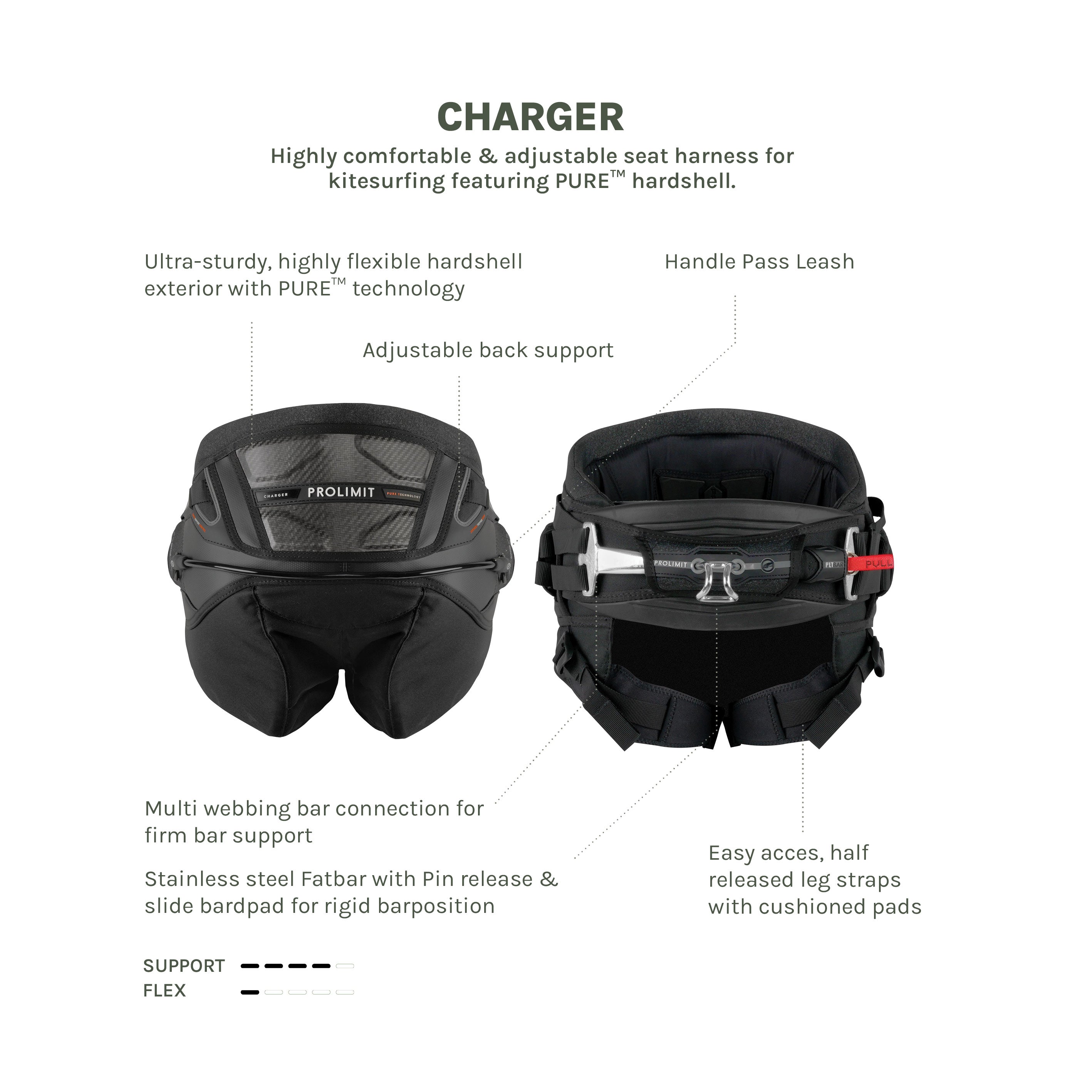 Prolimit Charger sitte-trapez svart/oransje